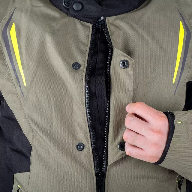 Touring Motorcycle Jacket W-TEC Karmal - černo-olivově zelená