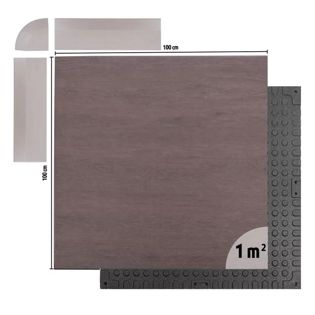 Heavy-Duty Floor Mat inSPORTline Luxteko Waffle 100 x 100 x 2 cm - Wood