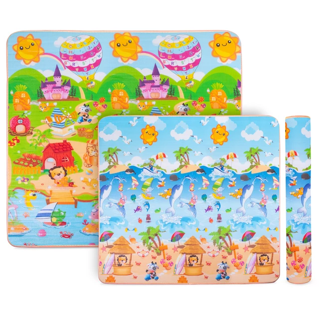 Roll-Up Children’s Mat inSPORTline Lhotino 200 x 180 x 1.5 cm - Řeka/Oceán - Pláž/Farma