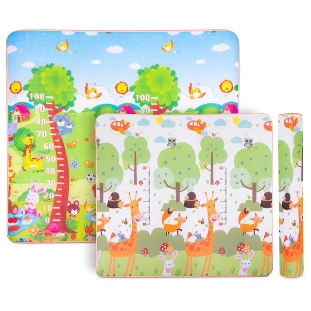 Roll-Up Children’s Mat inSPORTline Lhotino 200 x 180 x 1.5 cm - Řeka/Oceán - Žirafa/Strom