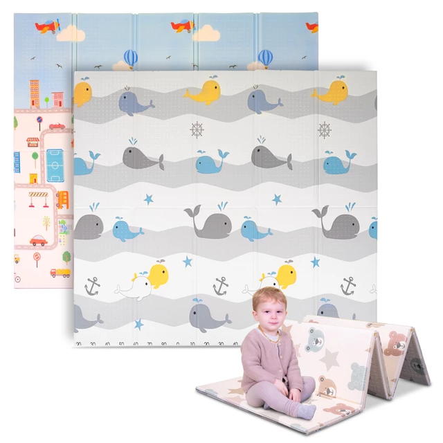 Folding Children’s Mat inSPORTline Michlino 150 x 180 x 1.2 cm - Hory/Medvídci - Město/Velryby