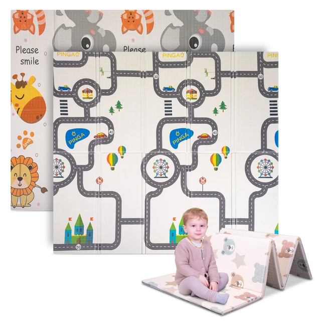 Folding Children’s Mat inSPORTline Michlino 150 x 180 x 1.2 cm - Hory/Medvídci - Safari/Silnice
