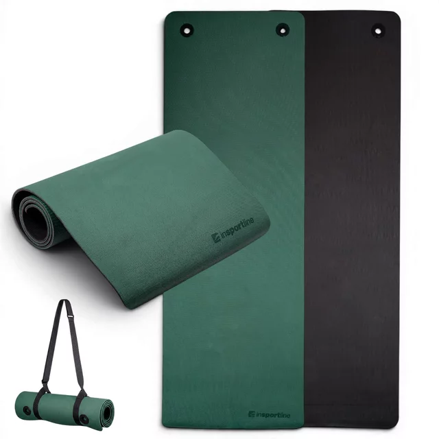 Exercise Mat inSPORTline Kikami 180 x 61 x 0.8 cm - bamboo beige-brown - dark green-black