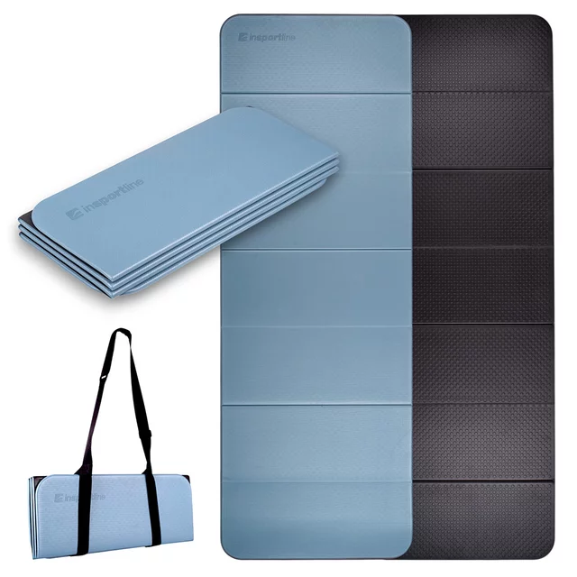 Foldable Exercise Mat inSPORTline Misette 180 x 61 x 0.8 cm - Blue-Black - Blue-Black