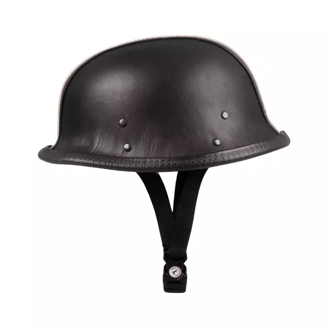 Retro Open-Face Motorcycle Helmet Sodager Stripes - černá s oranžovým a béžovým pruhem