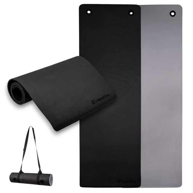 Exercise Mat inSPORTline Kikami 180 x 61 x 0.8 cm - bamboo beige-brown - Black-Grey