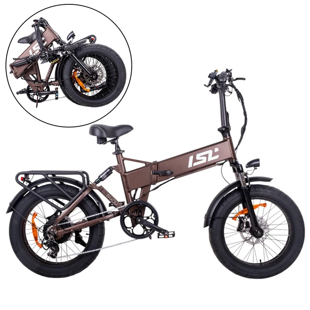 Folding Electric Fat Bike inSPORTline ISL Baxom 840Wh 20” - Deep Coffee