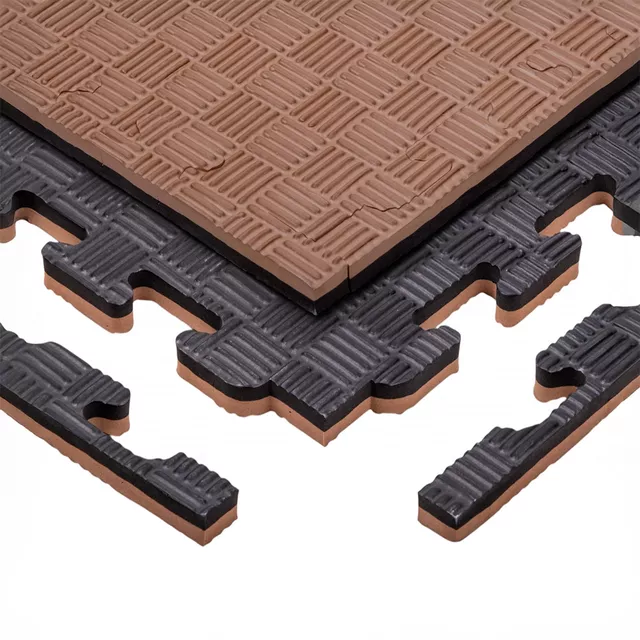 Tatami Puzzle Mat inSPORTline Sazegul 100 x 100 x 2 cm - mocha mousse-černá, vzor 5 proužků - mocha mousse-černá, vzor 5 proužků