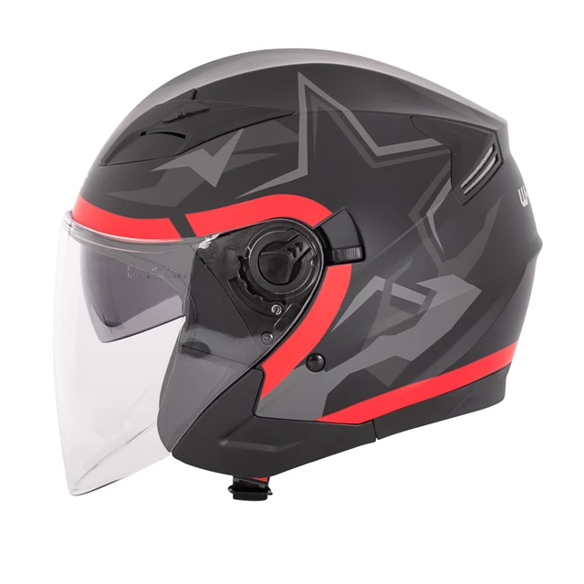 Open-Face Helmet W-TEC Barcela Vermella - Black-Grey