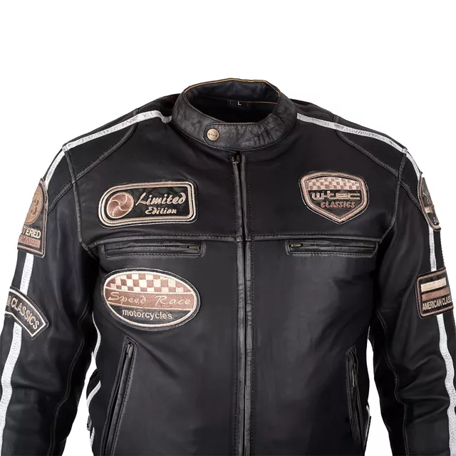 Men’s Leather Motorcycle Jacket W-TEC Sheawen Vintage - Black