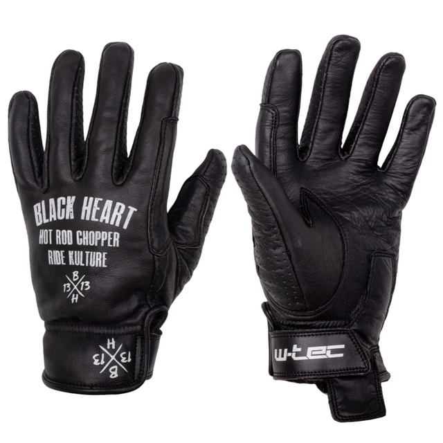 Leather Summer Motorcycle Gloves W-TEC Black Heart Darios - Black