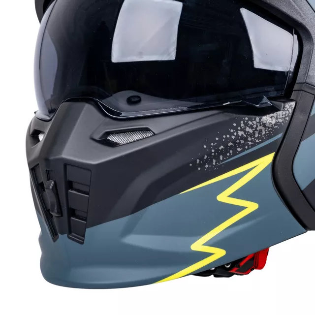 Modular Motorcycle Helmet W-TEC Badalone Graphic - matně černá-žlutá