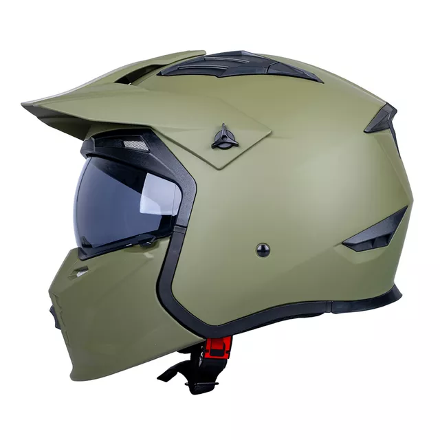 Modular Motorcycle Helmet W-TEC Badalone Army - béžová matná