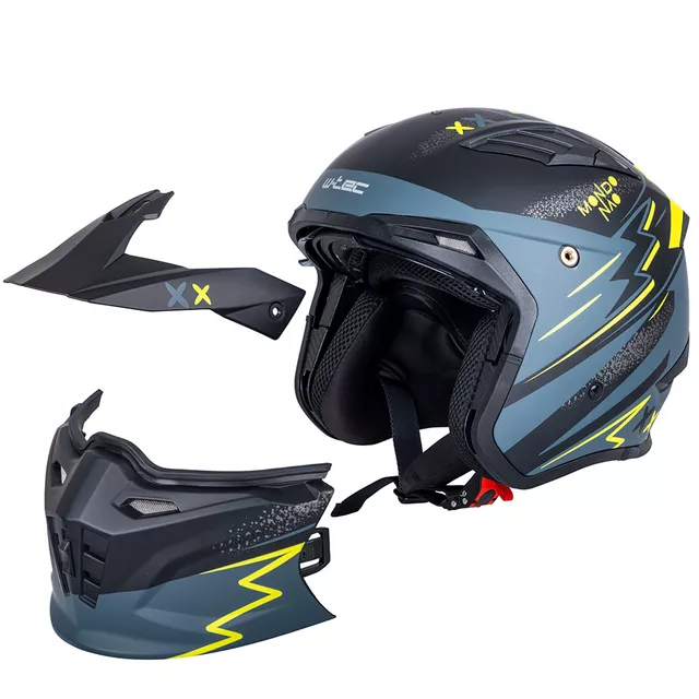 Modular Motorcycle Helmet W-TEC Badalone Graphic - matně černá-žlutá