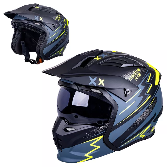 Modular Motorcycle Helmet W-TEC Badalone Graphic - matně černá-žlutá - matně černá-žlutá