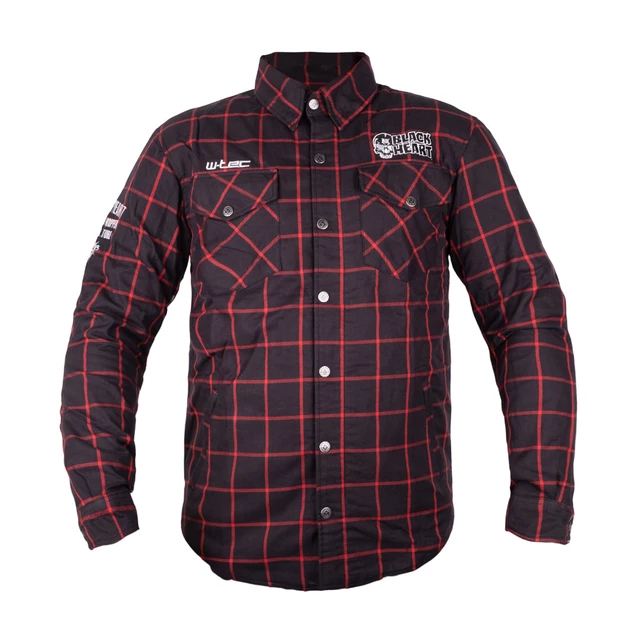 Motorcycle Shirt W-TEC Black Heart Rattlesneak - červeno-černá kostkovaná - černá s červeným pruhem