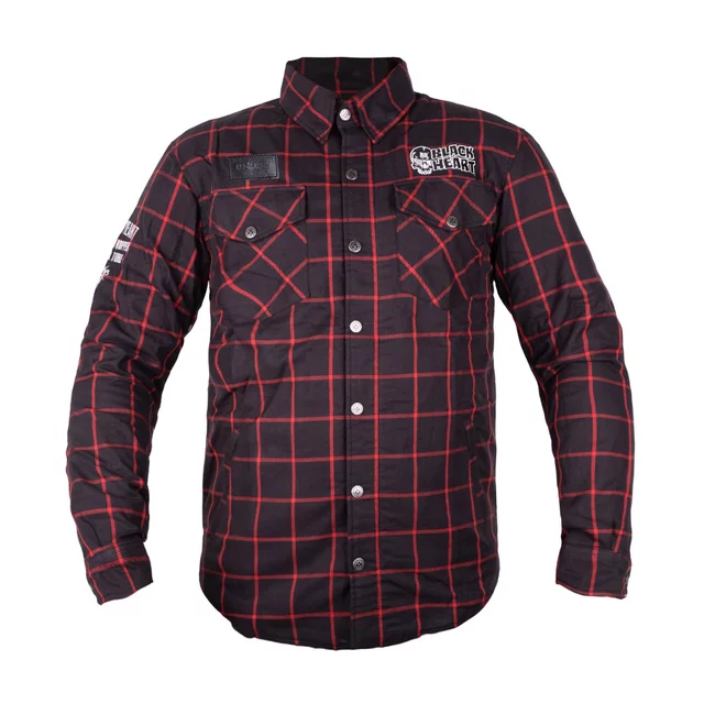 Motorcycle Shirt W-TEC Black Heart Rattlesneak - červeno-černá kostkovaná - černá s červeným pruhem