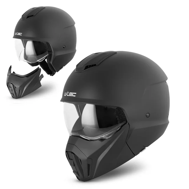 Modular Motorcycle Helmet W-TEC Satalone - Black Matt - Black Matt