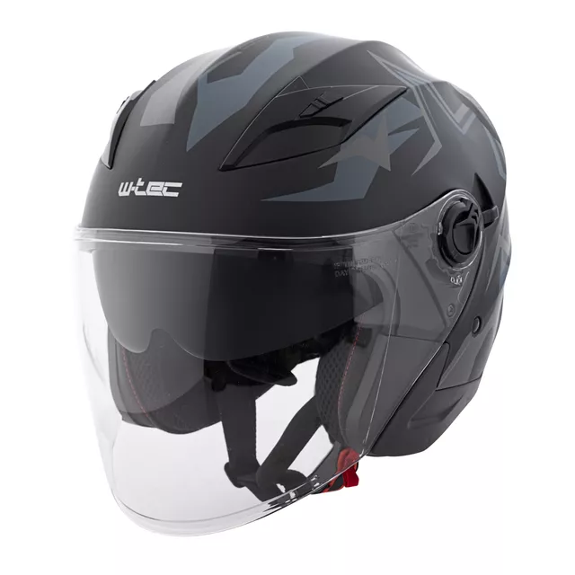 Open-Face Helmet W-TEC Barcela Vermella - Black-Grey