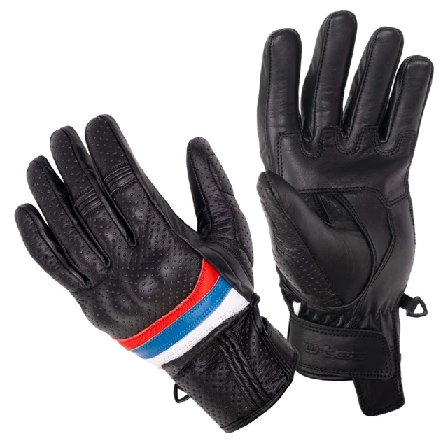 Summer Leather Motorcycle Gloves W-TEC Laudero - Beige - Black
