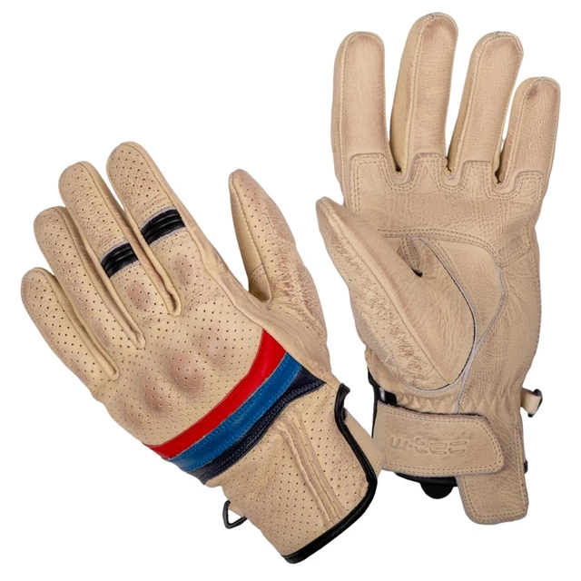 Summer Leather Motorcycle Gloves W-TEC Laudero - Beige - Beige