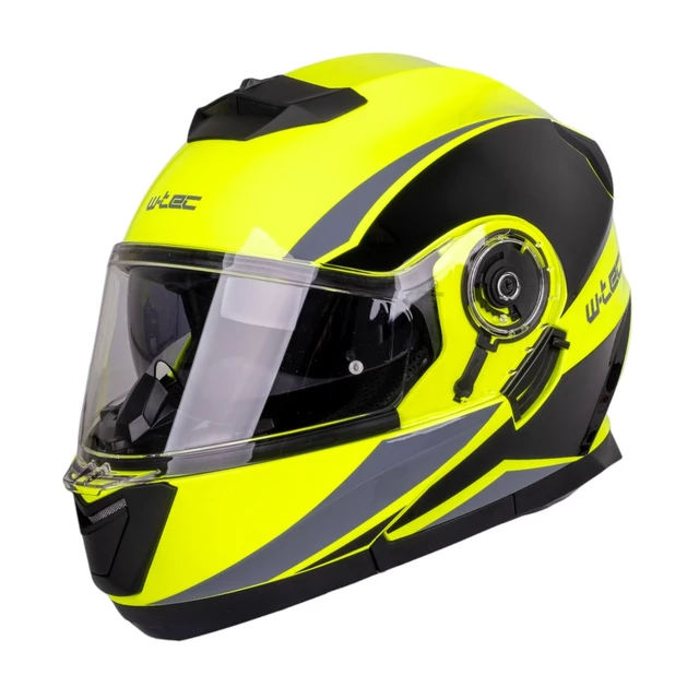 Flip-Up Motorcycle Helmet W-TEC Banelmeda - Black-Fluo Yellow - Black-Fluo Yellow