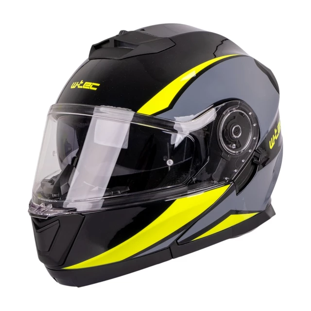 Flip-Up Motorcycle Helmet W-TEC Banelmeda - Black-Fluo Yellow - šedo-černo-fluo žlutá