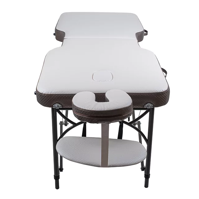 2-Section Aluminum Massage Table inSPORTline Kiyora (186 × 70 × 62.5–85.5 cm) - White Grey