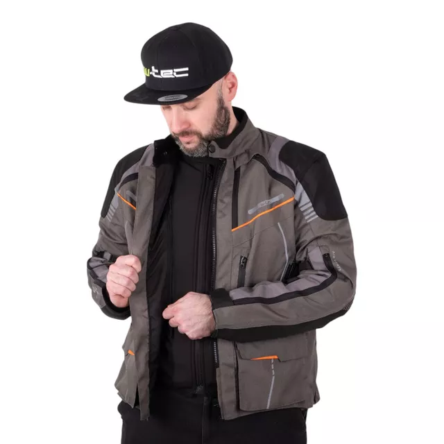 Touring Motorcycle Jacket W-TEC Smackton - Grey Orange