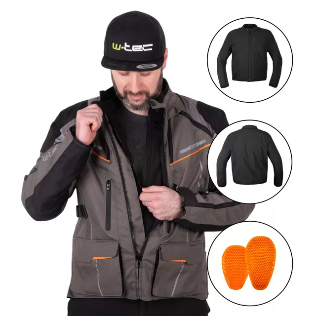 Touring Motorcycle Jacket W-TEC Smackton - Grey Orange