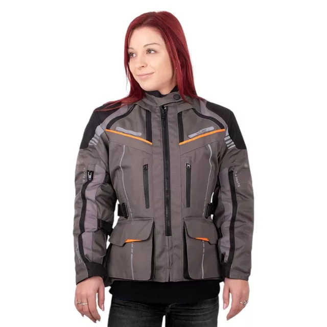 Women’s Touring Motorcycle Jacket W-TEC Smackton Lady - Grey Orange