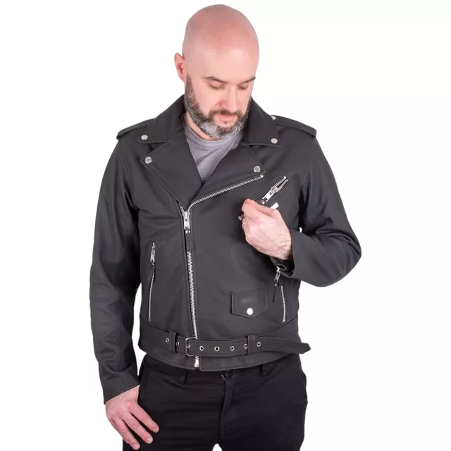 Men’s Leather Jacket W-TEC Brineo - Matte Black