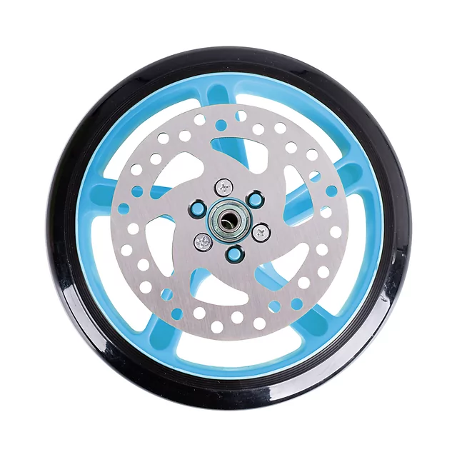 Replacement Wheel w/ Brake Rotor for inSPORTline Discola Scooter 200 x 30 mm - Yellow - Blue