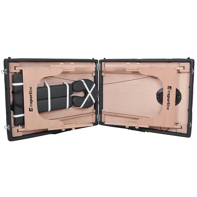 2-Section Wooden Massage Table inSPORTline Orashi (186 × 60 × 62.5–85.5 cm) - Cream