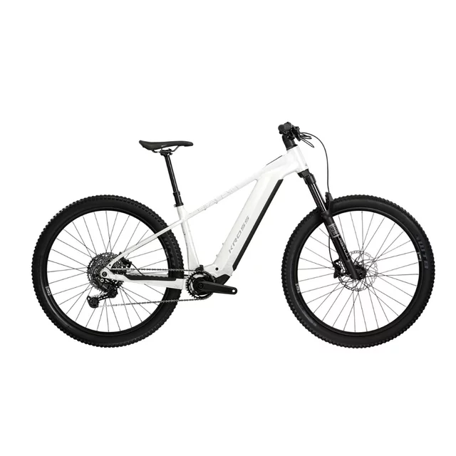 Mountain E-Bike Kross Dust Boost 1.0 29″ – 2026 Model • Avinox M2 Motor • 24.8 kg • Range up to 180 km - bílá/stříbrná/lesk
