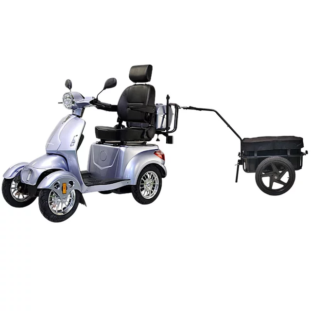 Four-Wheel Electric Scooter w/ Tow Bar & Trailer inSPORTline Antun - Red - Silver