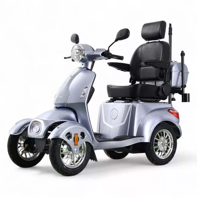 Four-Wheel Electric Scooter w/ Tow Bar inSPORTline Antun - Red - Silver