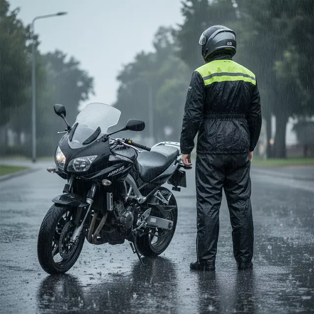 Motorcycle Rain Jacket W-TEC Nowet - Black-Fluo