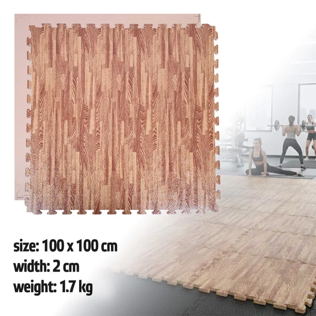 Tatami Puzzle Mat inSPORTline Zemalpro 100 x 100 x 2 cm - motiv trávníku - motiv dřeva