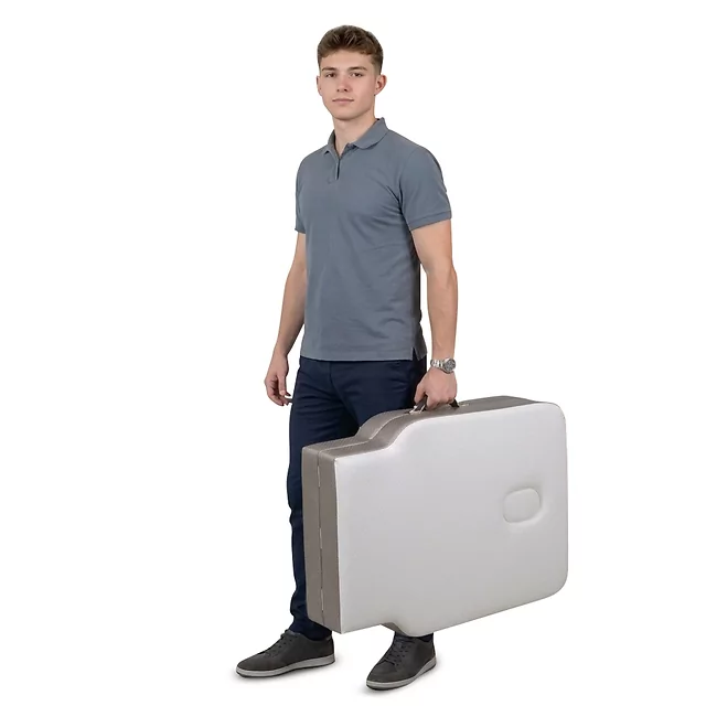 2-Section Aluminum Massage Table inSPORTline Kiyora (186 × 70 × 62.5–85.5 cm) - White Grey