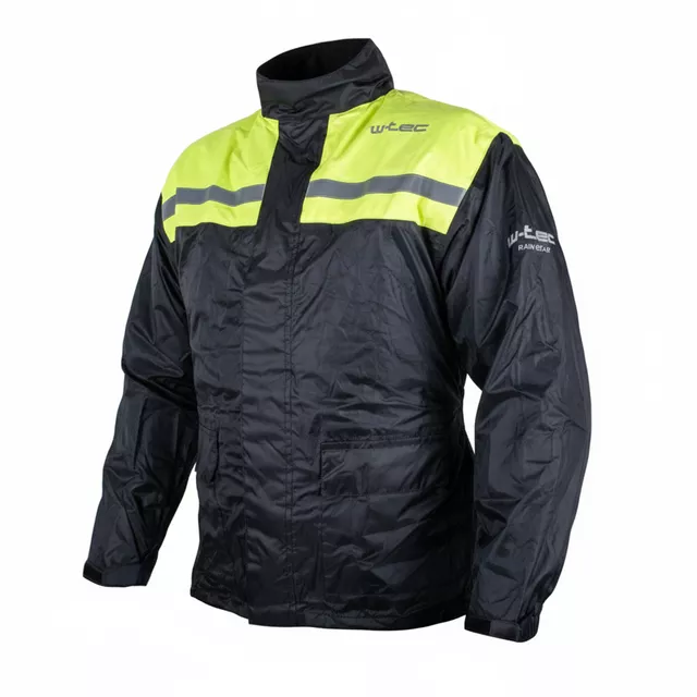 Motorcycle Rain Jacket W-TEC Nowet - Black-Fluo