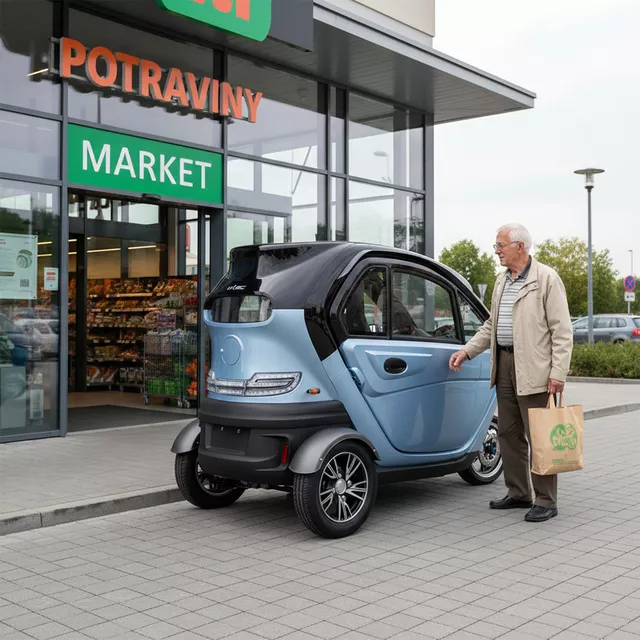 Electric Three-Wheeler w/ Roof W-TEC Tukago – 25 km/h - Blue