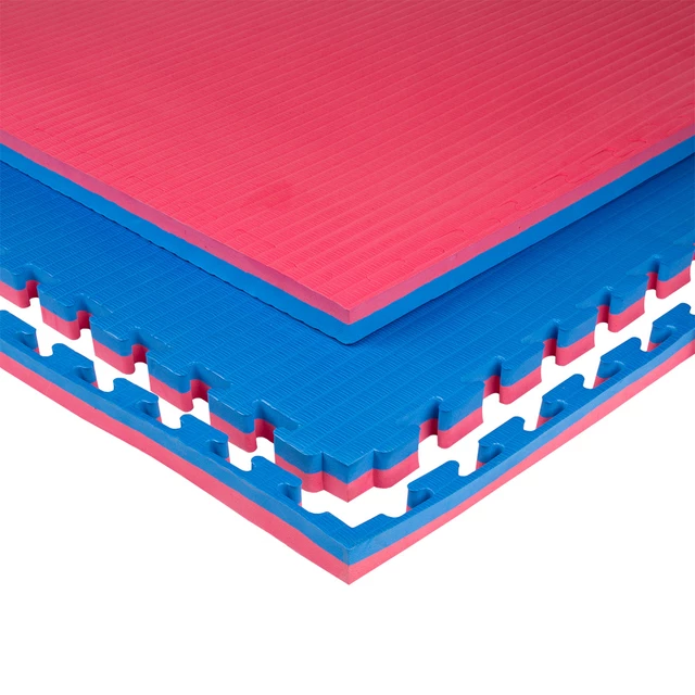 Tatami Puzzle Mat inSPORTline Malmeida 100 x 100 x 4 cm - červeno-modrá, stéblový vzor