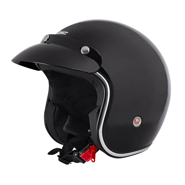 Motorcycle Helmet W-TEC YM-629 - Glossy Black with Brown Padding - Glossy Black with Black Padding