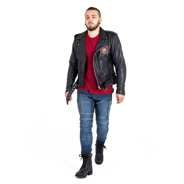 Leather Motorcycle Jacket W-TEC Black Heart Perfectis - Black