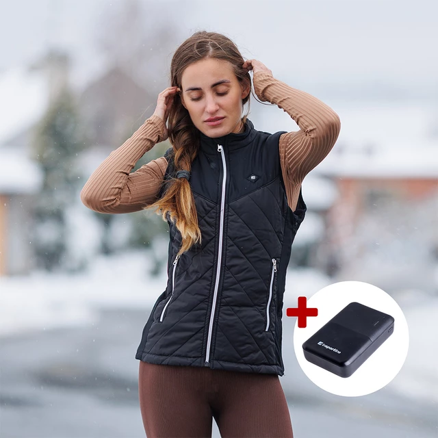 Women’s Heated Vest inSPORTline WARMher w/ 10,000 mAh Power Bank - Black