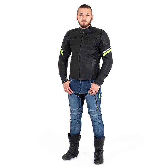 Leather Motorcycle Jacket W-TEC Montegi - Matte Black