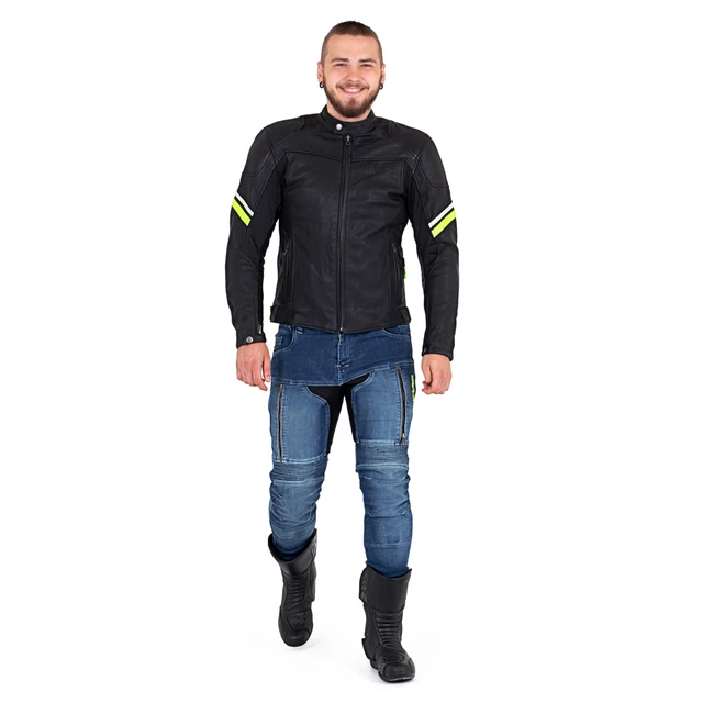 Leather Motorcycle Jacket W-TEC Montegi - Matte Black