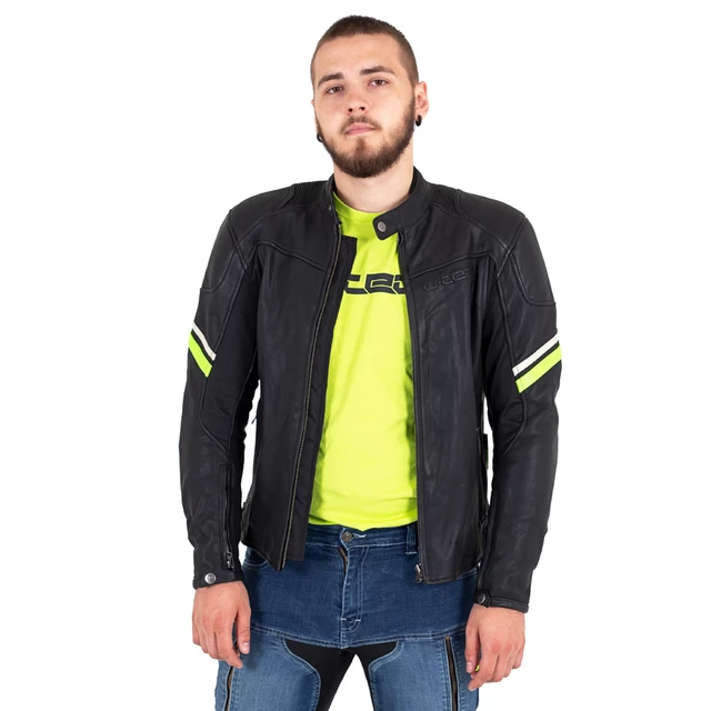 Leather Motorcycle Jacket W-TEC Montegi - Matte Black