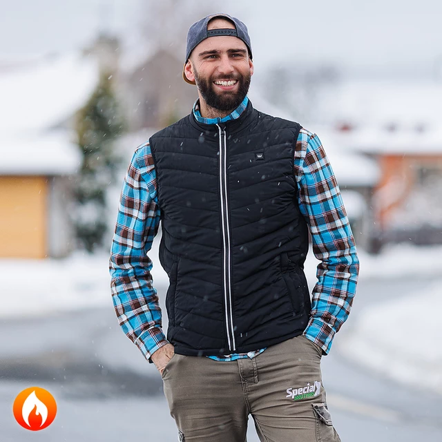 Men’s Heated Vest W-TEC HEATstem w/ 10,000 mAh Power Bank - Black
